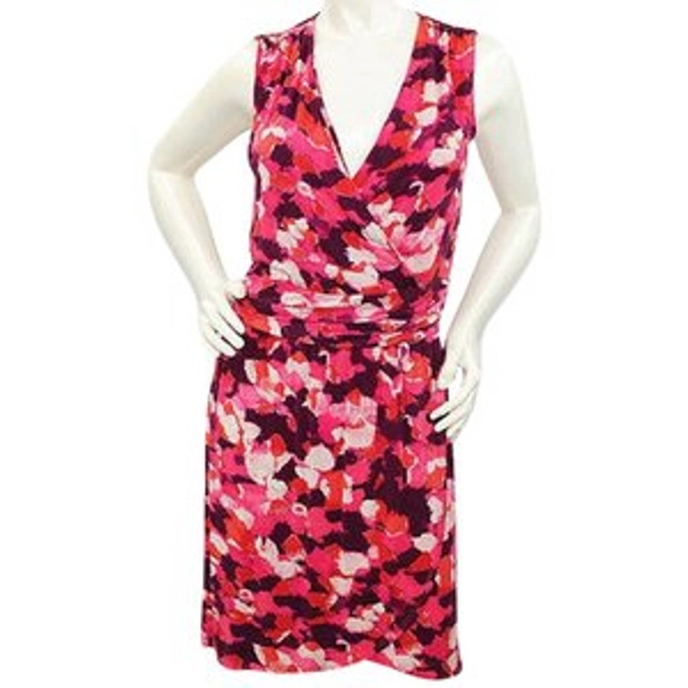 NELL PRINT SLEEVELESS V-NECKLINE STRETCH DRESS M